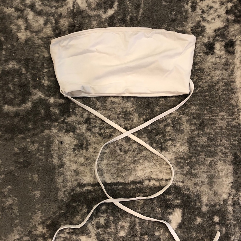 Revolve White Bandeau Crop Shirt